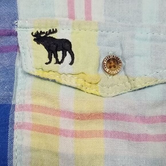 Abercrombie & Fitch Shirt Women's Small Front Button Up Plaid 100% Cotton Office - Picture 5 of 7
